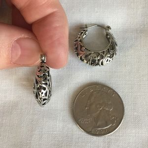 Lia Sophia Gunmetal Hoop Earrings